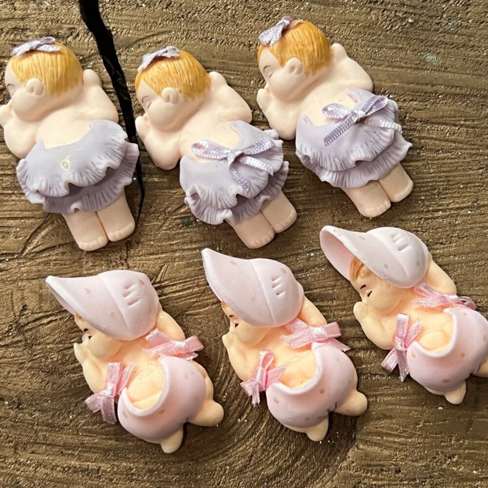 Baby Girl Cold Porcelain Party Favor Baby Shower Decoration Accents 6 Count